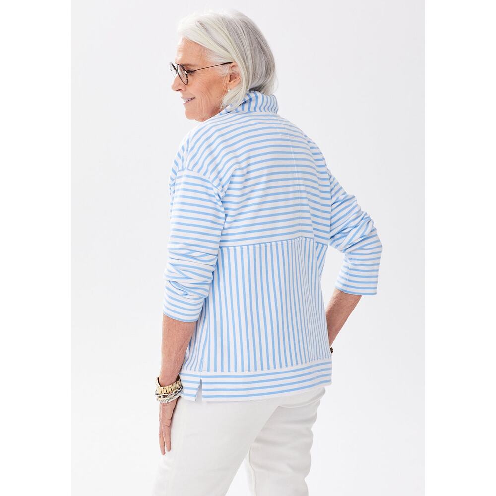 Alice Walk The Zip-Up Sweatshirt Navy Blue & White Stripe - S - Picture 5 of 5